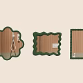 Three Wall Mounted Decorative Mirrors With Green Frames And Different Shapes 3d model