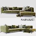 NATUZZI Modern Living Room Sofa Set With Decorative Pillows And Throw Blanket 3d model