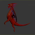 Red Dragon with Purple Gradient Wings in Standing Pose on Gray Background 3D Render 3d model