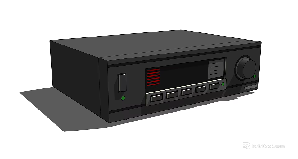 Black Computer External Device With Front Panel Buttons And Indicator Lights 3d model 