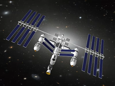 International Space Station With Solar Panels And Modular Structure In Space 3d model
