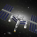 International Space Station With Solar Panels And Modular Structure In Space 3d model