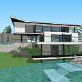 Modern Detached Villa With Swimming Pool Large Windows And Landscaped Yard