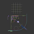 STARWALL Exhibition Space With Green Lines Gray Background And Decorative Structures