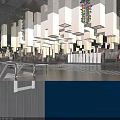 Modern Interior Space With Geometric White Structures Colorful Traffic Lights And Zebra Floor Design