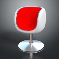 Modern Red Textured Leisure Chair With White Frame And Silver Round Base