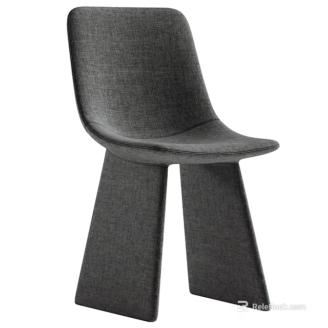 Modern Gray Fabric Leisure Chair with Three Tapered Legs and Comfortable Seat 3d model 