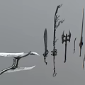 Various Historical Weapon Designs Including Swords Axes Daggers And Spears