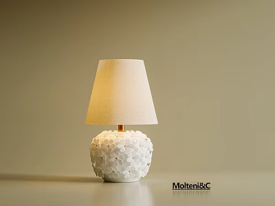 Elegant Modern Table Lamp With Textured White Base And Beige Fabric Shade 3d model