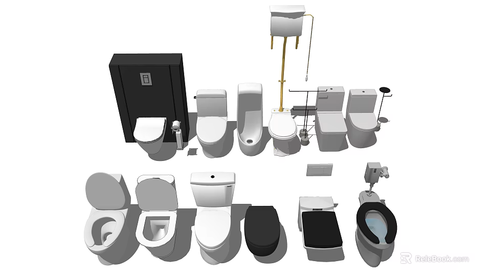 Various Modern Toilet Designs With Different Styles And Colors For Bathroom 3d model 