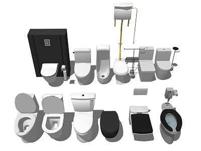 Various Modern Toilet Designs With Different Styles And Colors For Bathroom 3d model