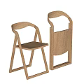 Modern Minimalist Oak Dining Chairs With Curved Backrest And Sturdy Frame Structure 3d model
