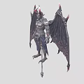 Demonic Fantasy Game Movie Character With Horns Wings And Scepter