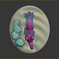 Pink Aquatic Animals Swimming in Blue Water with Ice Blocks and Sandy Bottom