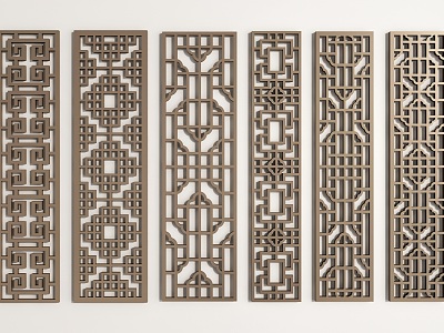 Chinese-style Pane Solid Wood Lattice Antique Door and Window Wood Lattice Screen Wood Carved Wood Grille 3d model