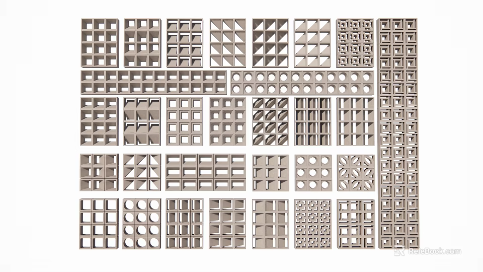 Decorative Floor Tiles Featuring Various Geometric Patterns And Textures For Home 3d model