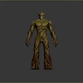 Game Movie Character With Tree like Green Skin Wooden Texture And Muscular Standing Pose