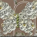 Butterfly Shaped Floral Photo Spot With Neon Frame And Green White Flowers