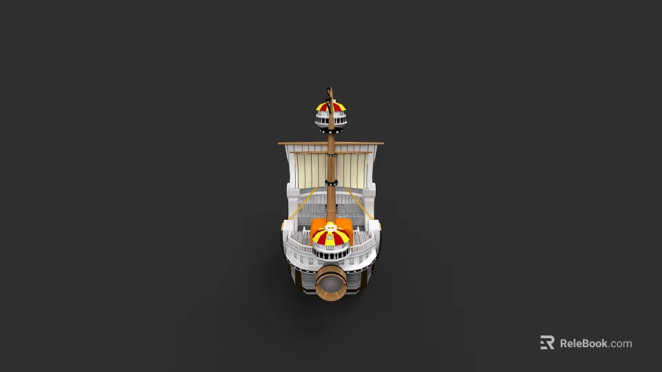 Detailed Sailing Ship Model Featuring Multi Deck Structure And Decorative Tower 3d model 