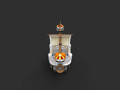 Detailed Sailing Ship Model Featuring Multi Deck Structure And Decorative Tower 3d model