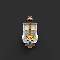 Detailed Sailing Ship Model Featuring Multi Deck Structure And Decorative Tower
