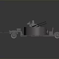 Trailer Mounted Multiple Barrel Weapon System With Rotating Barrels For Mobile Military Operations 3d model