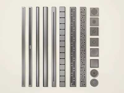Metal Decorative Strips and Panels Featuring Diverse Textures and Hole Patterns 3d model
