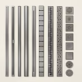 Metal Decorative Strips and Panels Featuring Diverse Textures and Hole Patterns 3d model