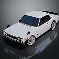 White Classic Sports Car With Black Rear Spoiler And Alloy Wheels Design