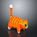 Orange Striped Cat Plush Toy With Big Green Eyes White Tipped Tail And White Paws