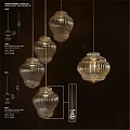 Set of Ribbed Glass Chandeliers For Modern Interior Home Decor Design