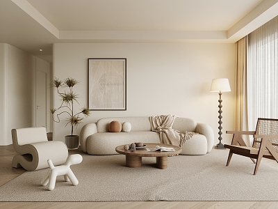 modern cream living room cream living room 3d model