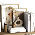 Modern Minimalist Decorative Ornament Set With Dried Pampas Grass Sculptural Figurines And Ceramic Vases