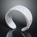 Silver Engraved Bracelet With Delicate Pattern And Open Design Sleek Surface 3d model