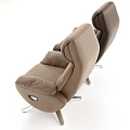 Comfortable Brown Leather Public Recliner Chair With Armrests And Silver Metal Base
