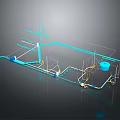 3D Model of Industrial Engineering Equipment with Piping System and Support Structure