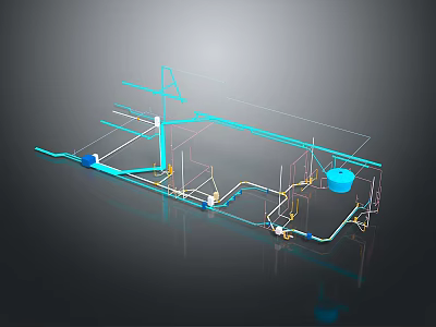 3D Model of Industrial Engineering Equipment with Piping System and Support Structure 3d model