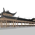 Covered Bridge Landscape Bridge Wind and Rain Bridge 3d model