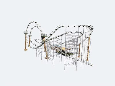 Thrilling Roller Coaster Amusement Park Ride With Steel Track And Elevated Supports 3d model