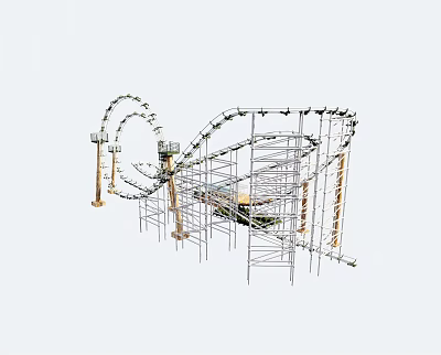 Modern roller coaster 3d model