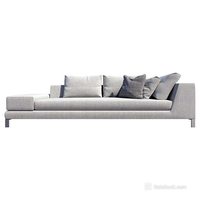 Modern Light Gray L Shaped Multi Person Sofa With Multiple Fabric Cushions 3d model