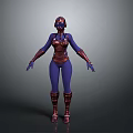 3D Sci Fi Character With Blue Red Armored Suit And Helmet Design