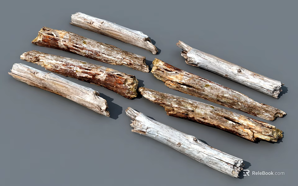Natural Stone Wood Logs With Rustic Texture And Diverse Color Variation For Decoration 3d model 