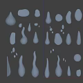 Transparent Teardrop Shaped Objects In Various Sizes And Forms On Black Background