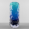 Colorful Textured Glass Vases With Red Orange Green Blue Hues And White Bases