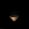 Tech Exhibition Hall Display Featuring Brown Woven Bowl With Black Slender Branches