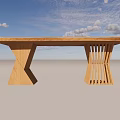 Modern Sleek Wooden Tea Table With Artistic Legs On Marble Floor Interior