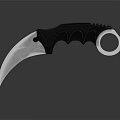 Tactical Curved Blade Knife With Bat Inspired Handle And Finger Ring