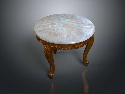 Elegant Round Dining Table With Marble Surface And Ornate Gold Carved Legs Design 3d model