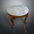 Elegant Round Dining Table With Marble Surface And Ornate Gold Carved Legs Design